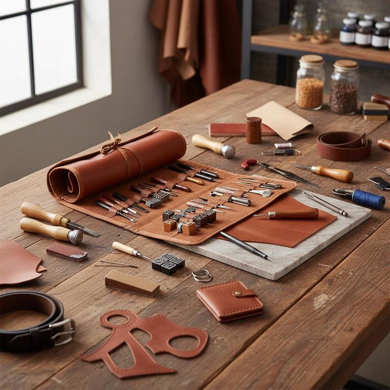 Leather Workshop - 72개 가죽 공예 용품 세트 (10x6x2인치)