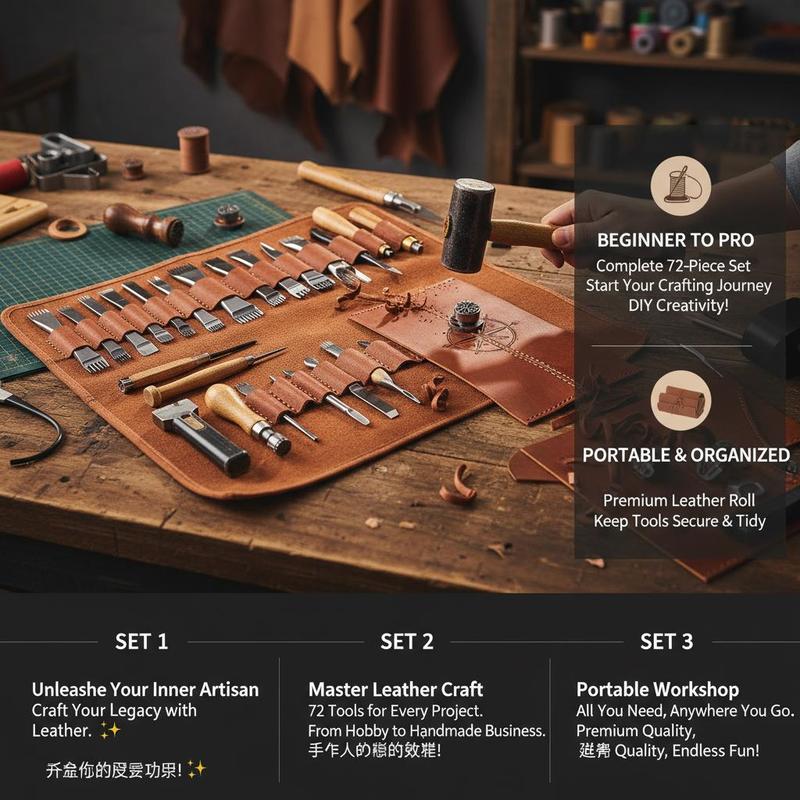 72개 가죽 공예 용품 세트 (10x6x2인치) DIY - Leather Workshop 리뷰 및 가격