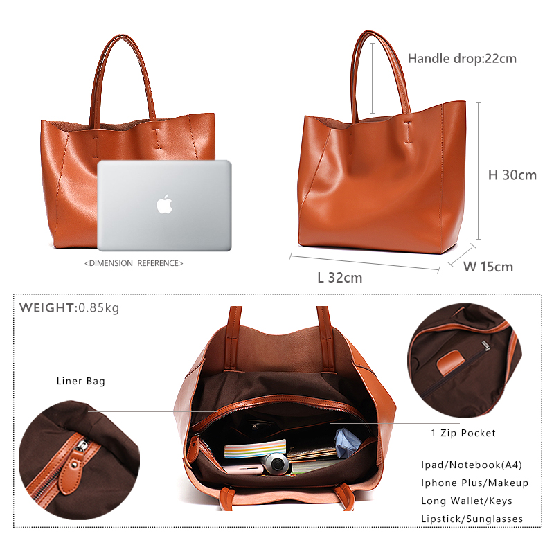 미니멀리스트 빅 토트 백 여성 유행 진짜 가죽 숄더 핸 - Leather Workshop 리뷰 및 가격