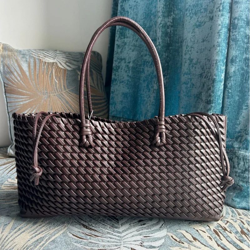 디자이너 고급 PU 직조 토트백, 탑 핸들 롱 숄더백, - Leather Workshop 리뷰 및 가격