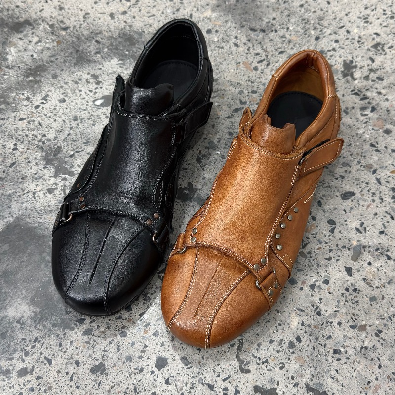 수제 워싱 리벳 오토바이 레트로 트레이닝 슈즈 남성 로 - Leatherwork Training 리뷰 및 가격