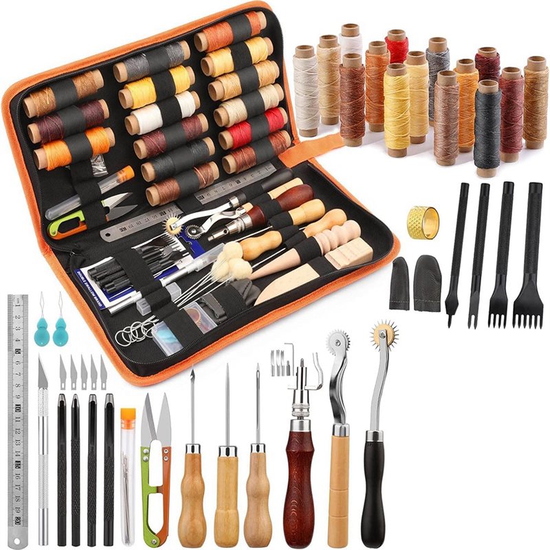 AB08-가죽 공예 도구 세트 66종 왁스칠한 실, 그 - Leatherwork Beginner Tools 리뷰 및 가격