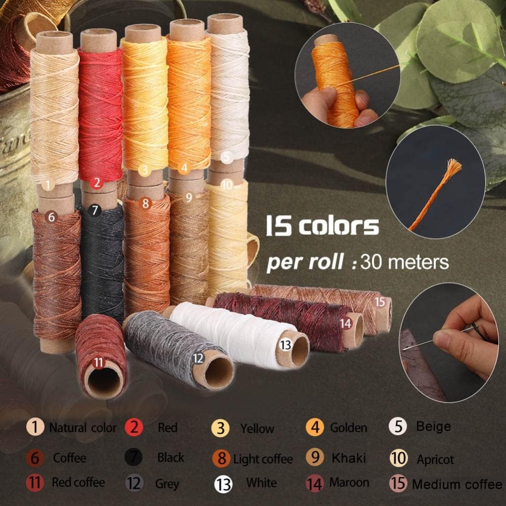 가죽 작업 도구 실용적인 가죽 공예 키트 (왁스 처리된 - Leatherwork Beginner Tools 리뷰 및 가격