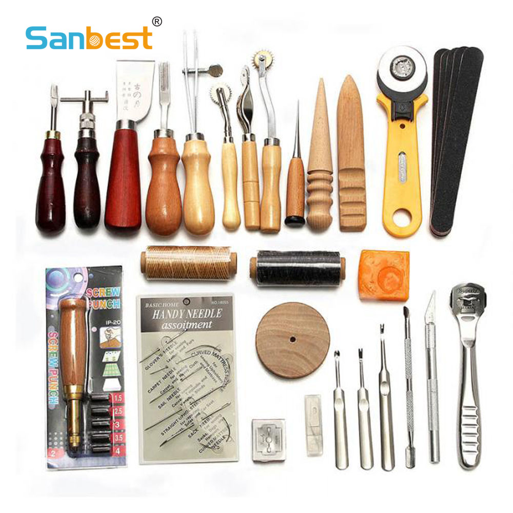Sanbest 전문 가죽 공예 도구 키트, 손 바느질  - Groover Stitching Tool 리뷰 및 가격