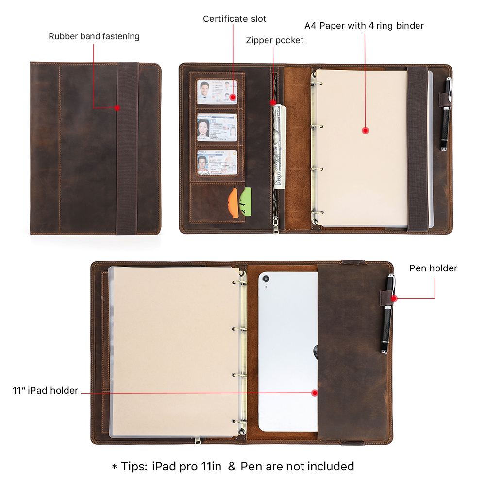 럭셔리 레트로 비즈니스 A4 노트북 가죽 커버 포트폴리 - Leather Work Folder 리뷰 및 가격